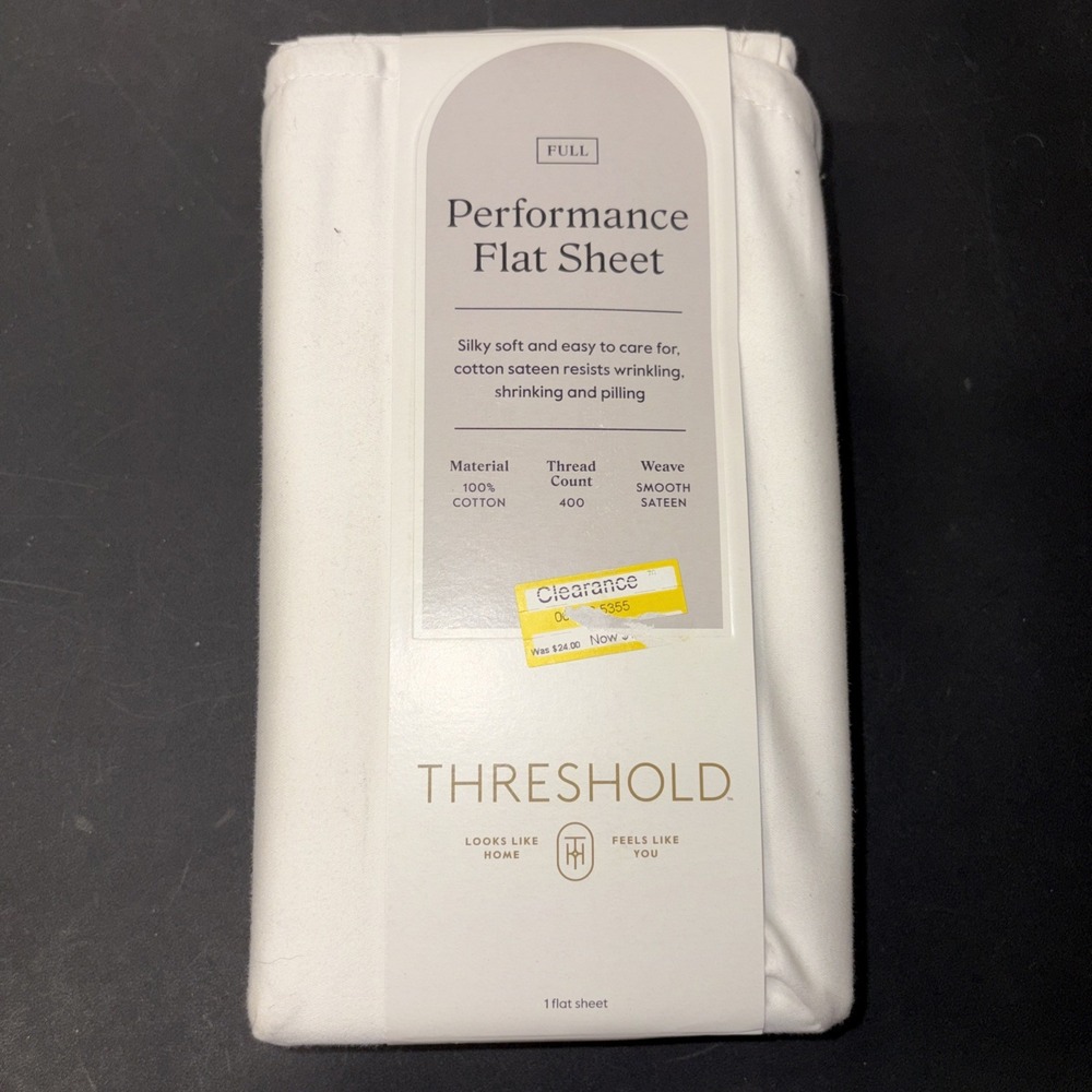 Threshold FULL Performance Flat Sheet Silky Soft Sateen SOUR CREAM 400 TC 20475